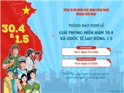 Thông báo lịch nghỉ lễ 30/4-1/5 năm 2024