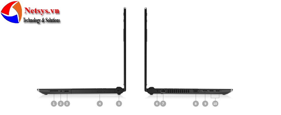 Vostro 15 3000 - Cổng và khe cắm Vostro 15 3000 - Cổng và khe cắm